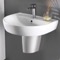 Round White Ceramic Semi-Pedestal Sink